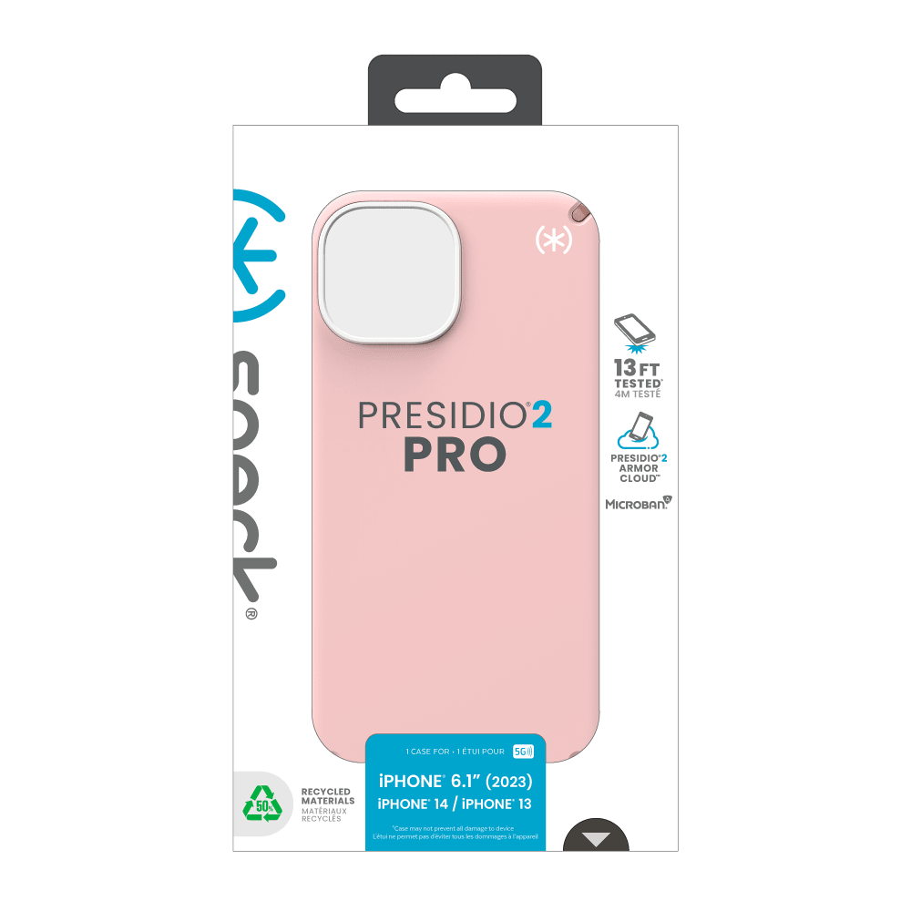 Speck Presidio2 Pro Case for Apple iPhone 15 / iPhone 14 / iPhone 13 Dahlia Pink