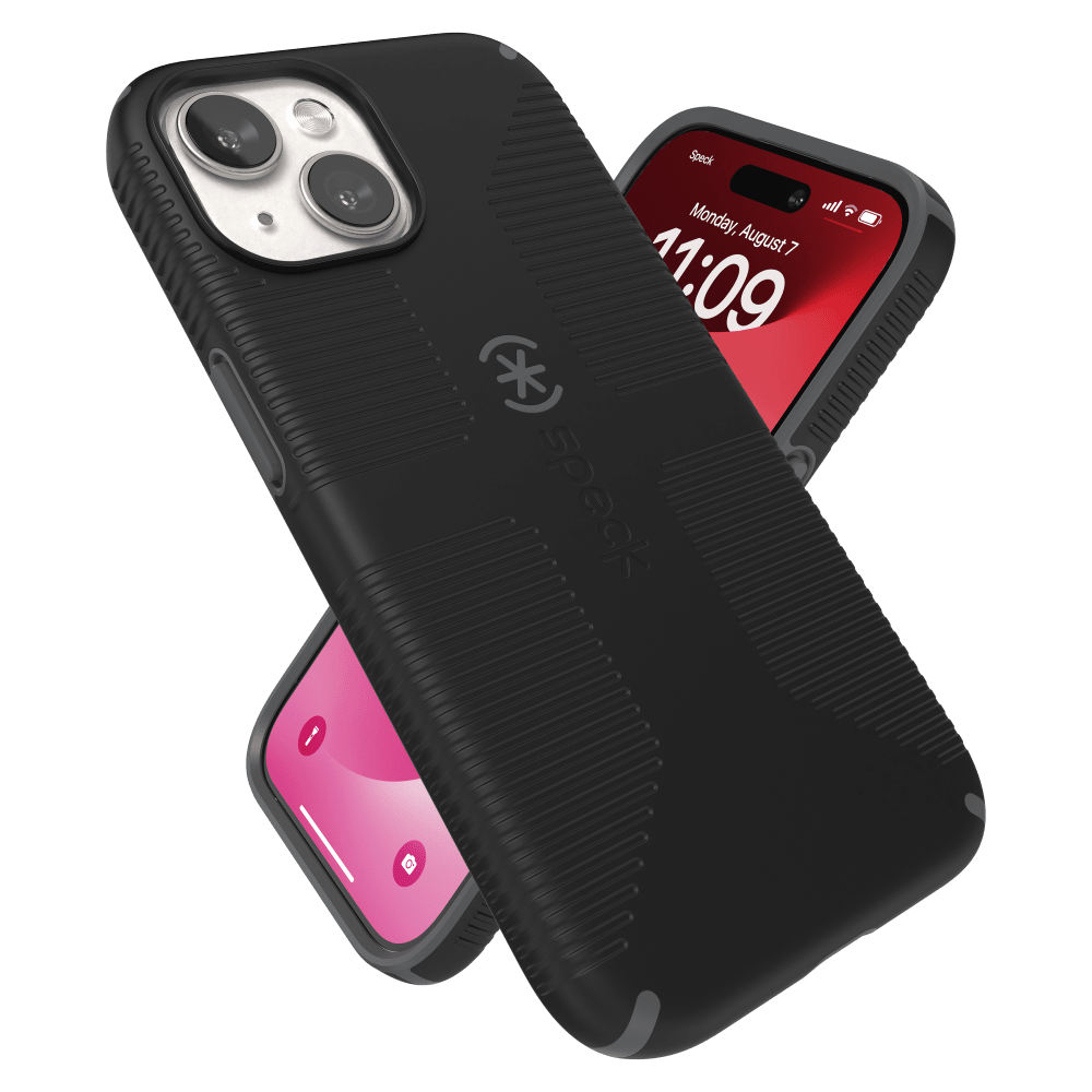 Speck CandyShell Grip MagSafe Case for Apple iPhone 15 / iPhone 14 / iPhone 13 Black and Slate Grey