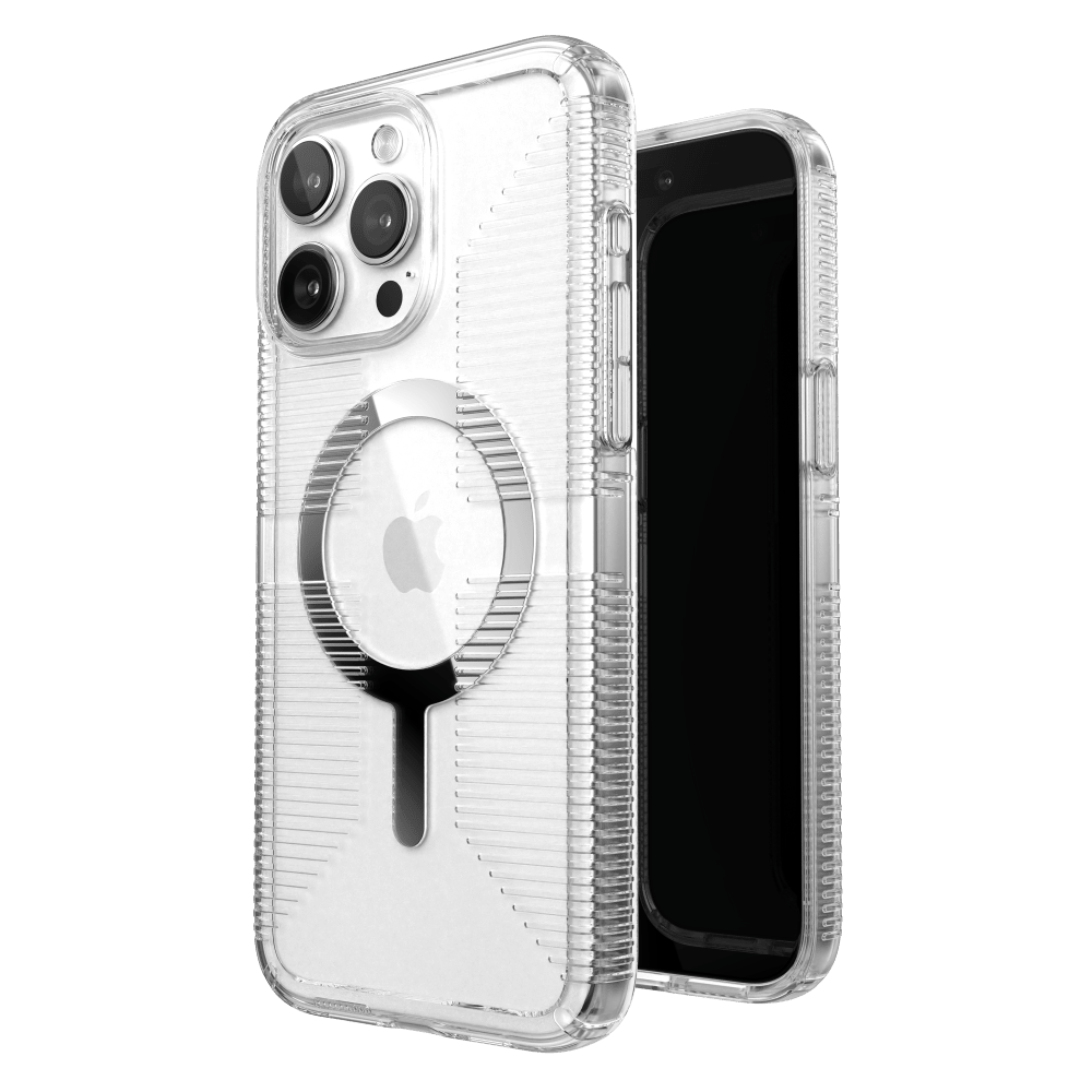 Speck Gemshell Grip MagSafe Case for Apple iPhone 15 Pro Max Clear and Chrome