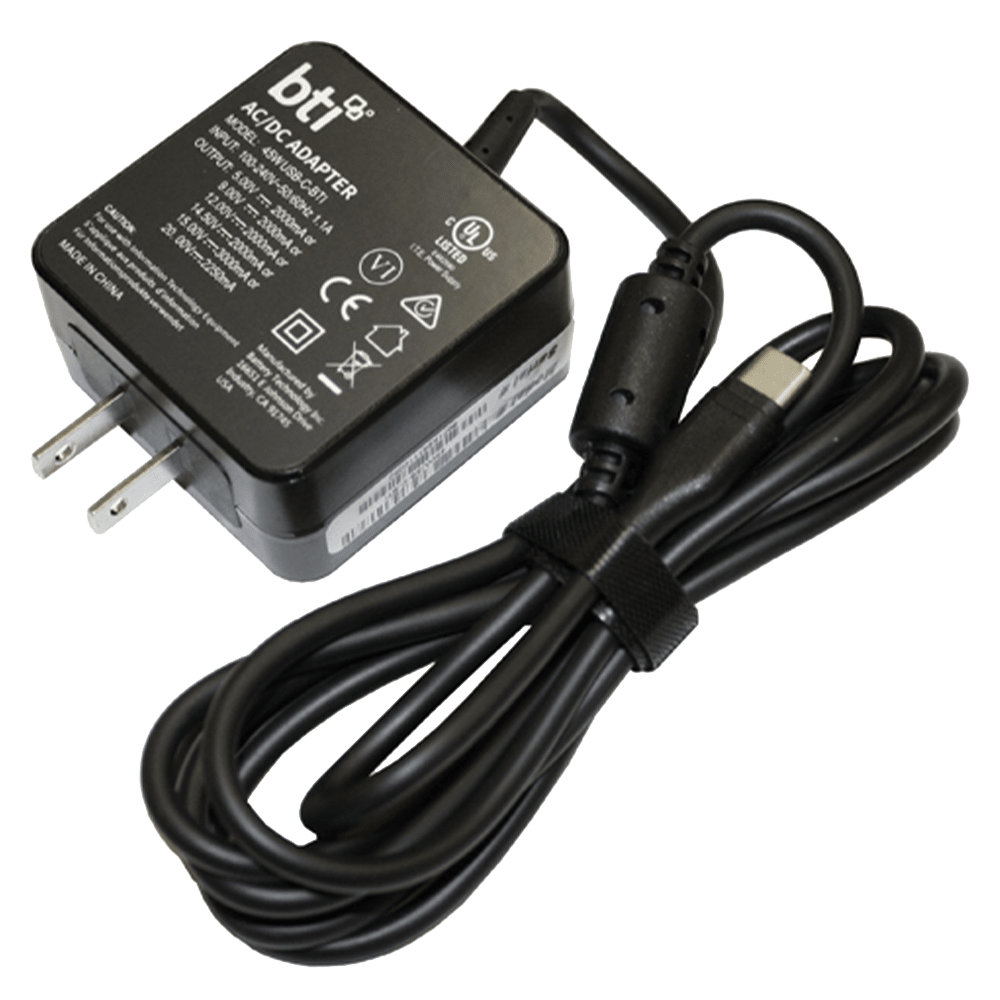 BTI AC Adapter 45W for USB Type C Laptops Not Retail Packaged Black