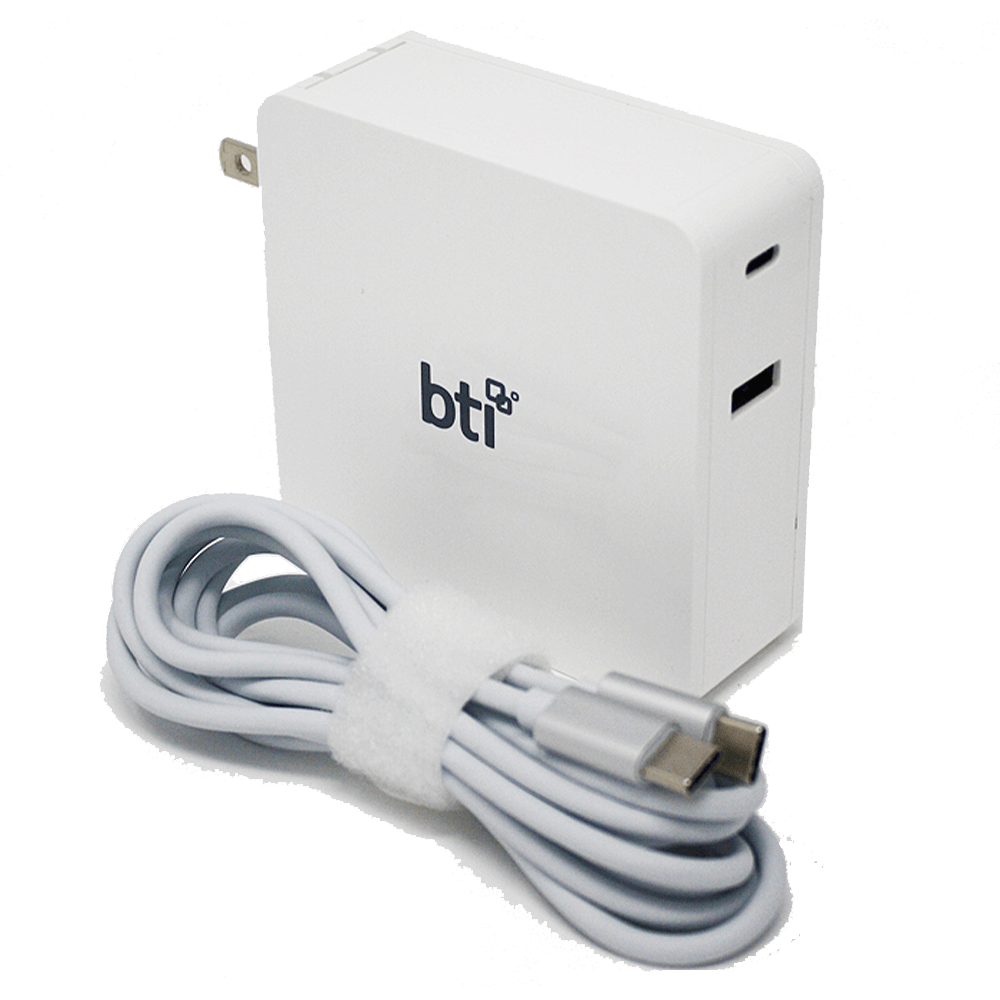 BTI AC Adapter 87W for USB Type C Laptops Not Retail Packaged White