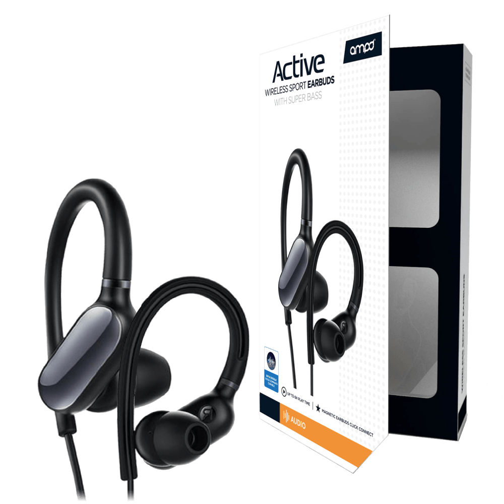 AMPD Active 4.2 Sport-Fit Bluetooth In Ear Headphones Black