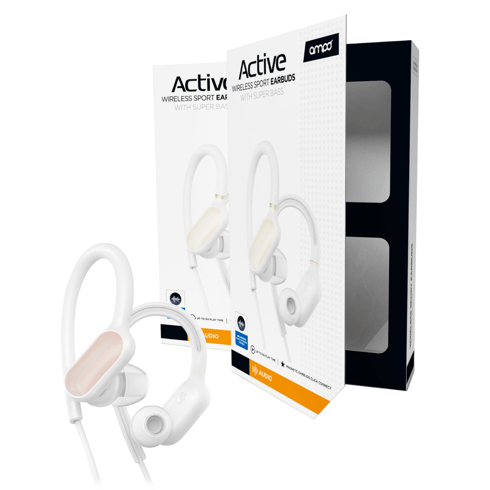 AMPD Active 4.2 Sport-Fit Bluetooth In Ear Headphones White