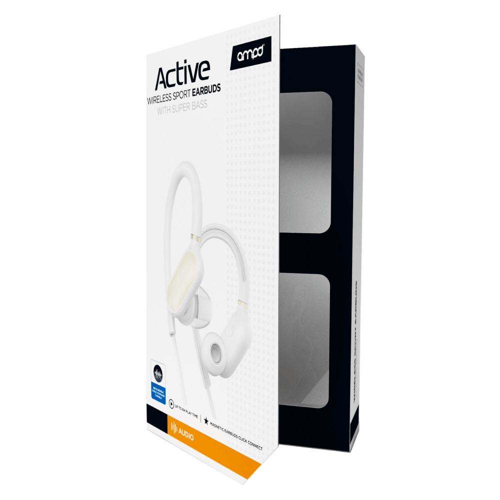 AMPD Active 4.2 Sport-Fit Bluetooth In Ear Headphones White