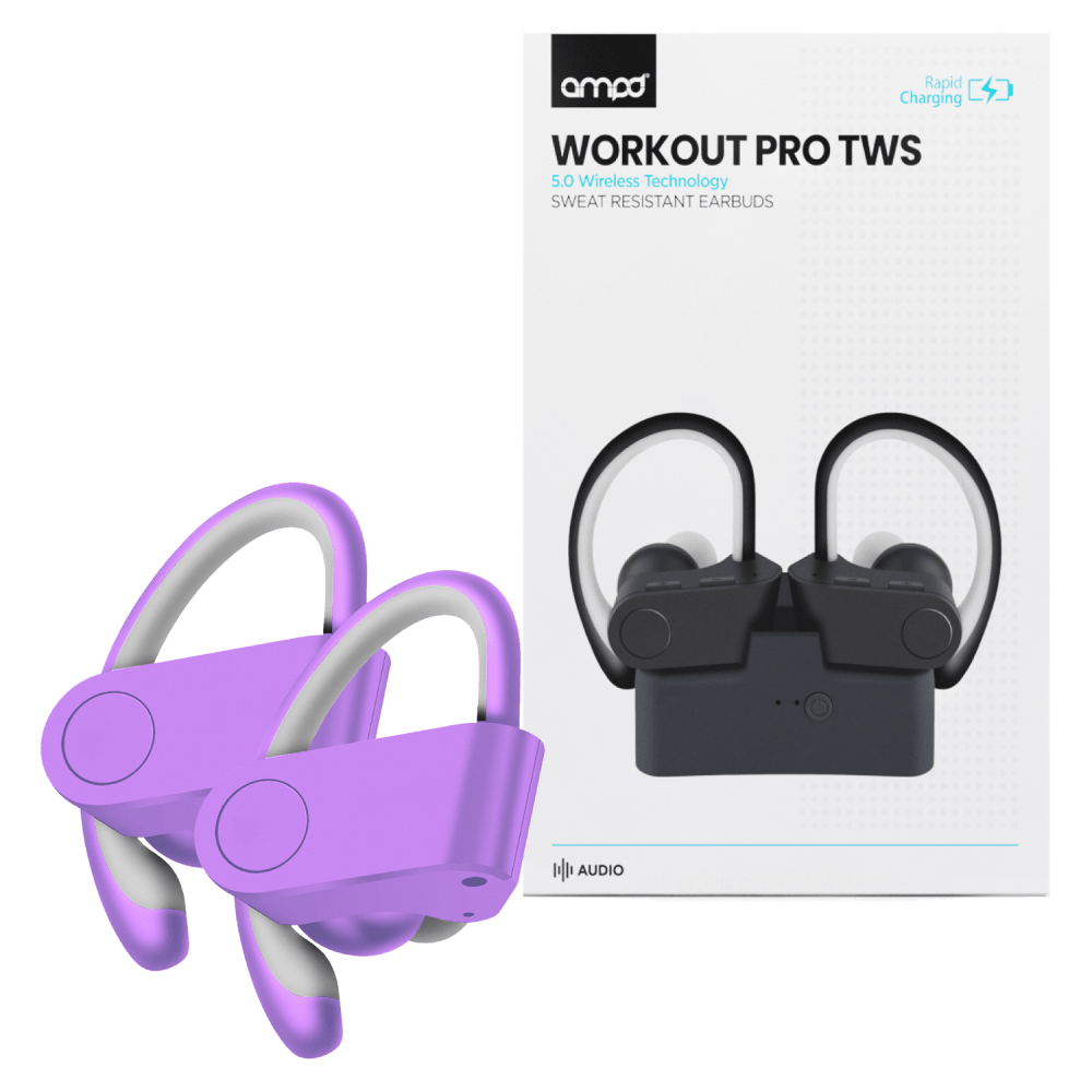 AMPD Active 5.0 Sport-Fit True Wireless Bluetooth In Ear Headphones Purple