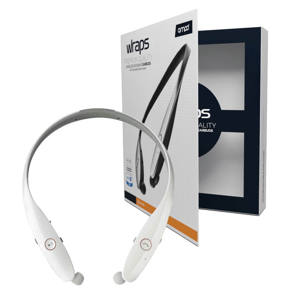 AMPD Around the Neck In Ear Bluetooth Headphones White