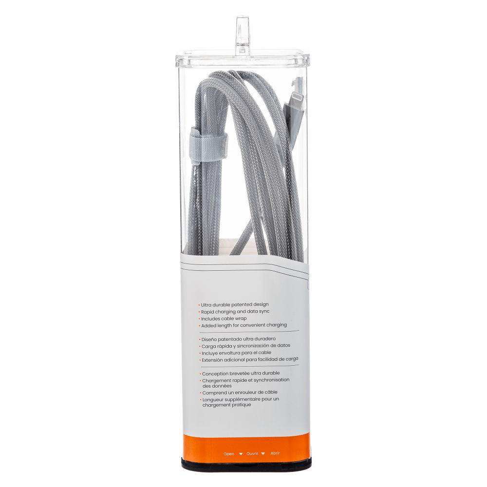 Ventev Chargesync Alloy USB A to Apple Lightning Cable 10ft Steel