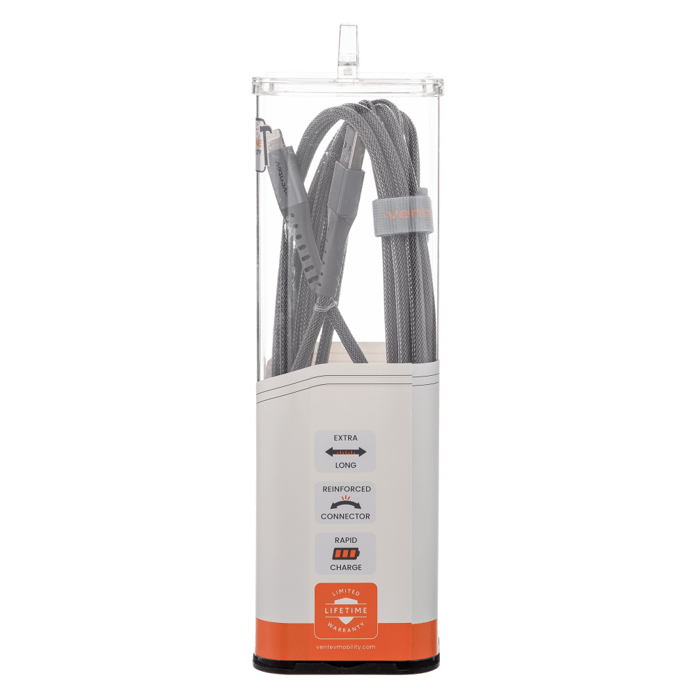 Ventev Chargesync Alloy USB A to Apple Lightning Cable 10ft Steel