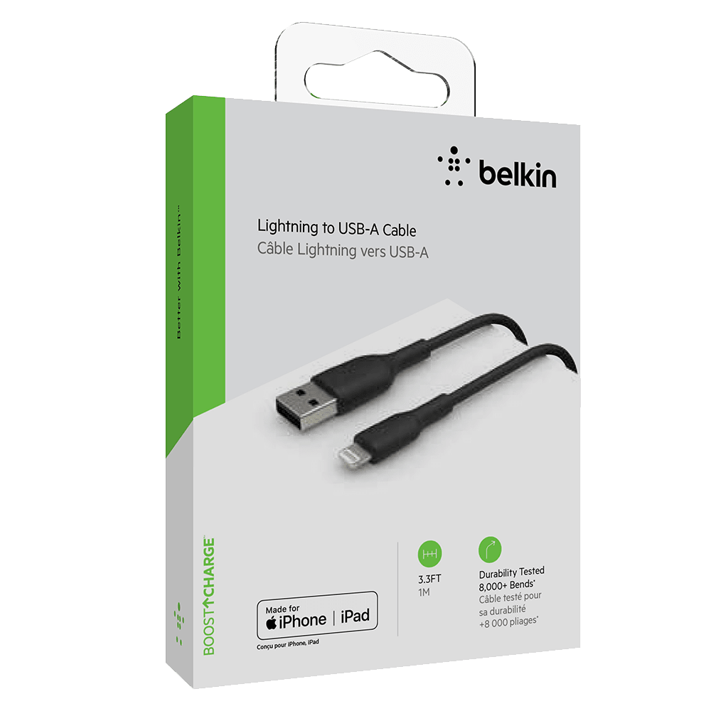 Belkin Boost Up Charge USB A to Apple Lightning Cable 3ft Black