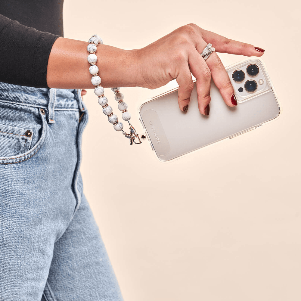 Case-Mate Beaded Phone Wristlet White Marble