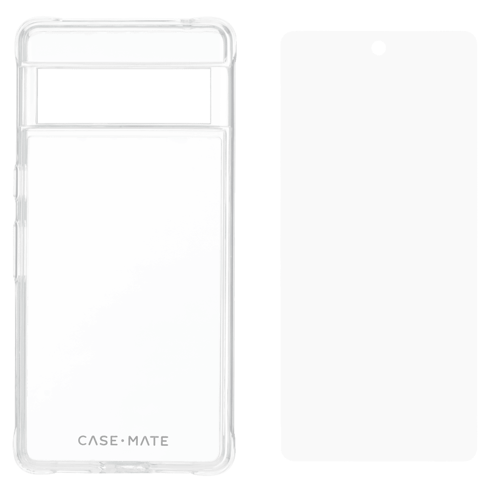 Case-Mate Protection Pack Tough Case and Glass Screen Protector for Google Pixel 7a Clear