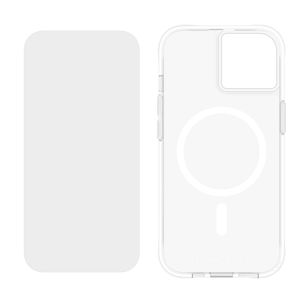 Case-Mate Protection Pack Tough Case and Glass Screen Protector for Apple iPhone 15 / iPhone 14 / iPhone 13 Clear