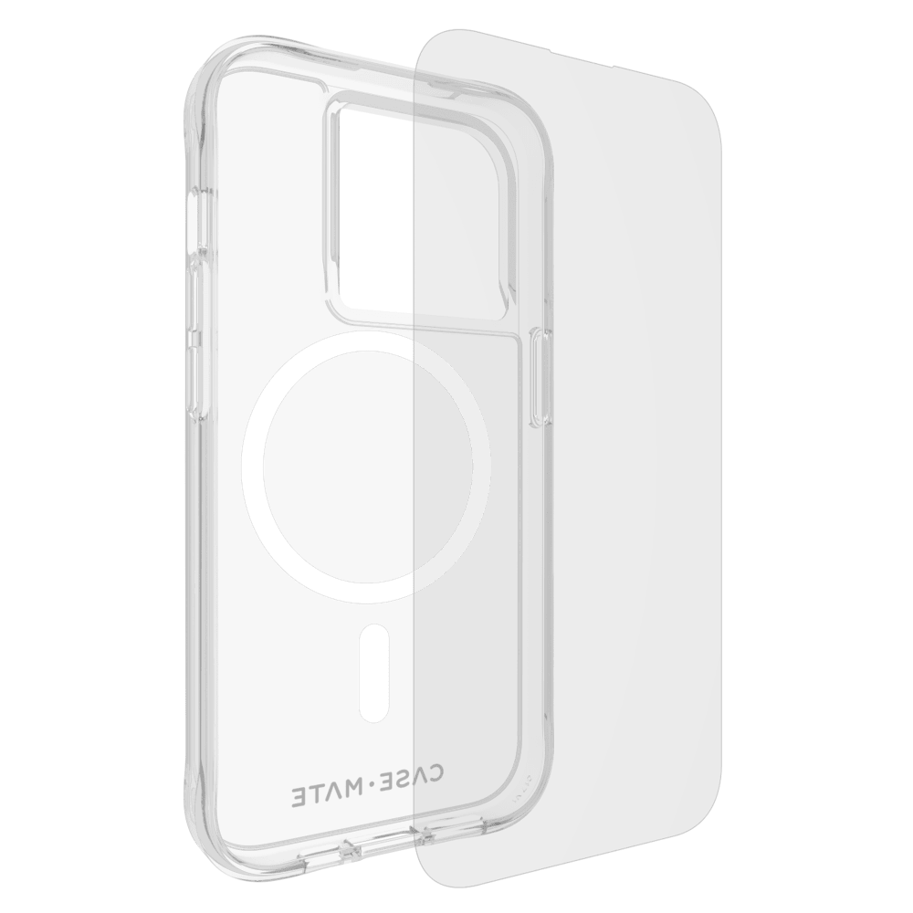 Case-Mate Protection Pack Tough Case and Glass Screen Protector for Apple iPhone 15 Pro Clear