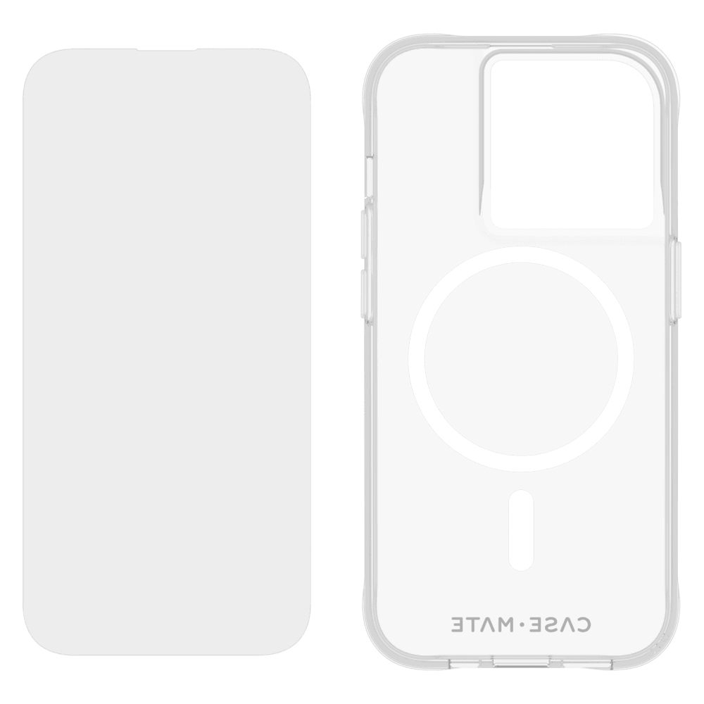 Case-Mate Protection Pack Tough Case and Glass Screen Protector for Apple iPhone 15 Pro Clear