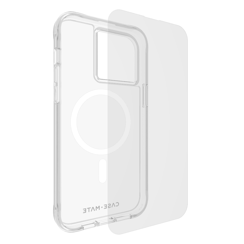 Case-Mate Protection Pack Tough Case and Glass Screen Protector for Apple iPhone 15 Pro Max Clear