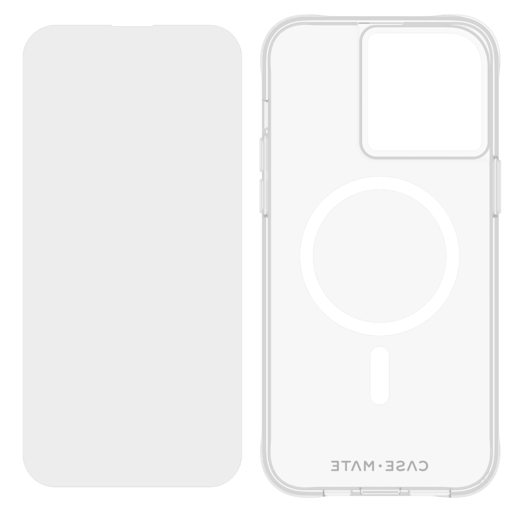 Case-Mate Protection Pack Tough Case and Glass Screen Protector for Apple iPhone 15 Pro Max Clear