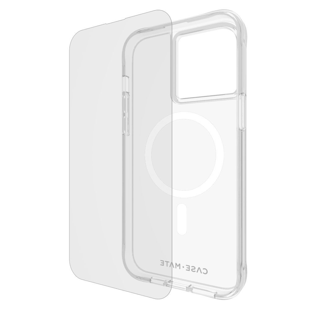 Case-Mate Protection Pack Tough Case and Glass Screen Protector for Apple iPhone 15 Pro Max Clear