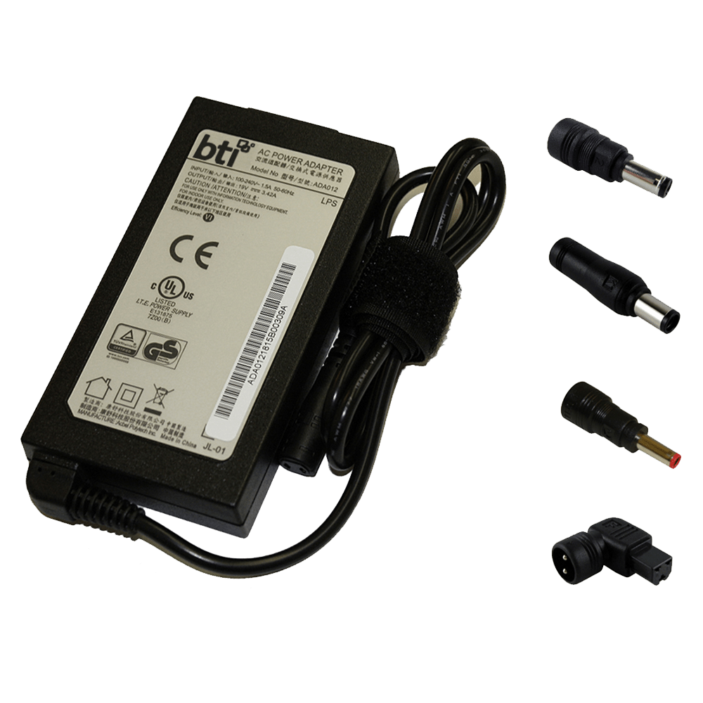 BTI AC Adapter 65W for Most Dell Devices Includes 4 Interchangeable Tips Not Retail Packaged Black