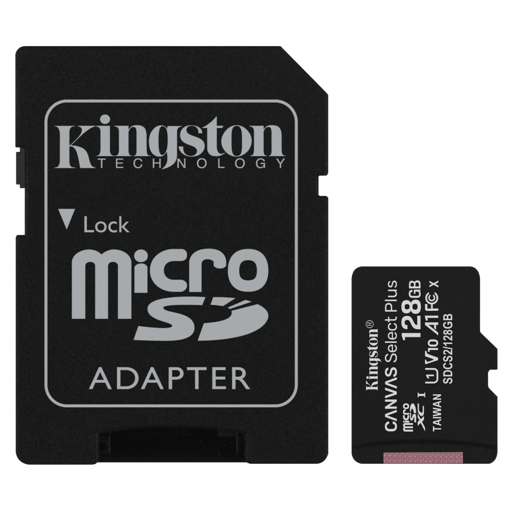 Kingston microSDXC Canvas Select Plus 128GB Memory Card and Adapter Black