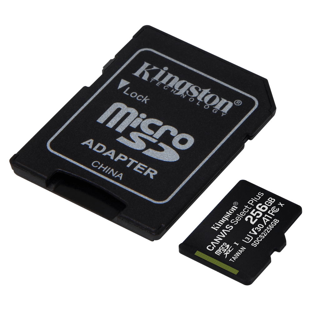 Kingston microSDXC Canvas Select Plus 256GB Memory Card and Adapter Black