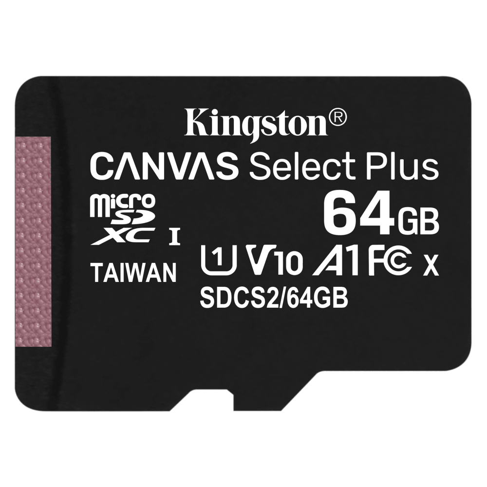 Kingston microSDXC Canvas Select Plus 64GB Memory Card and Adapter Black