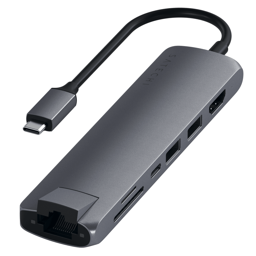 Satechi USB C Slim Multi Port with Ethernet Adapter Space Gray